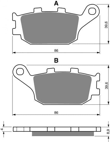 Goldfren AD Brake Pads: AD021 ≈ FA174 / VD163 / FDB754 / SBS657 / SBS162