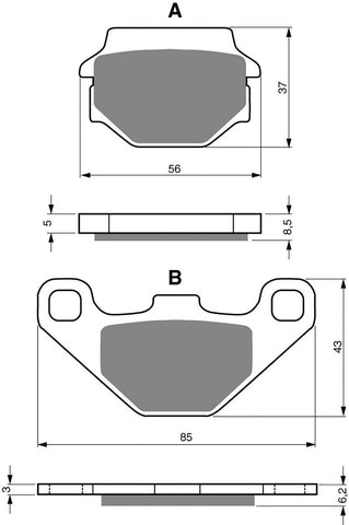 Goldfren AD Brake Pads: AD086 ≈ FA067/2 / FDB731 / SBS541