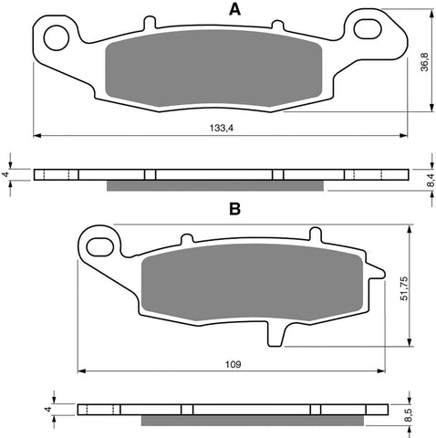 Goldfren AD Brake Pads: AD104 ≈ FA229 / FA237 / VD352 / FDB2048 / SBS705