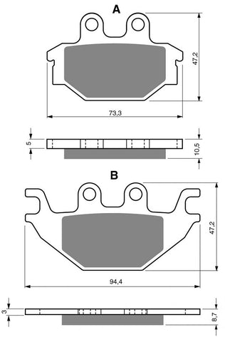 Goldfren AD Brake Pads: AD230 ≈ FA377 / VD9026 / FDB2184 / SBS810