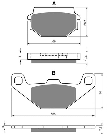 Goldfren AD Brake Pads: AD237 ≈ FA297 / VD9019 / FDB2129 / SBS745