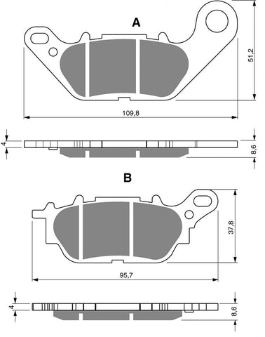 Goldfren AD Brake Pads: AD264 ≈ FA464 / VD282 / FDB2238 / SBS858