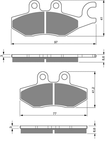 Goldfren AD Brake Pads: AD266 ≈ FA418 / / FDB2186 / SBS187 / SBS818