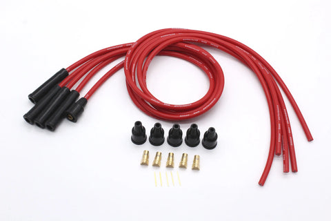 8mm Silicone Ignition Coil HT lead with Steel Core - 4 x 1 Metres (4 Cylinder) - RED
