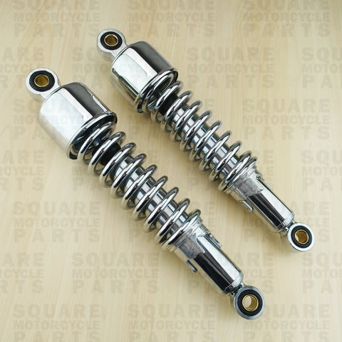 Chrome Rear Shock Absorbers: Suzuki T350 T 350 (1969-1972) - 50mm Shroud