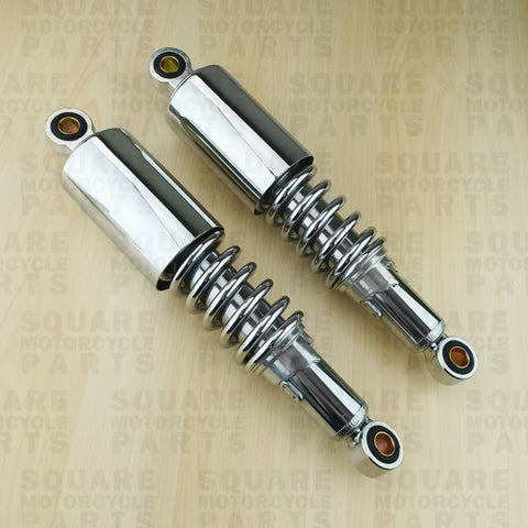 Chrome Rear Shock Absorbers: Suzuki T250 T 250 (1967-1972) - 100mm Shroud
